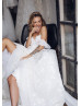 Off Shoulder Ivory Lace Chiffon Airy Wedding Dress